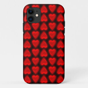 Red Hearts Alternating Up Down Rows Changeable iPhone 11 Case