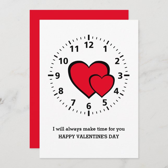 Red Hearts | ALWAYS MAKE TIME FOR YOU | Valentine Holiday Card (Front/Back)
