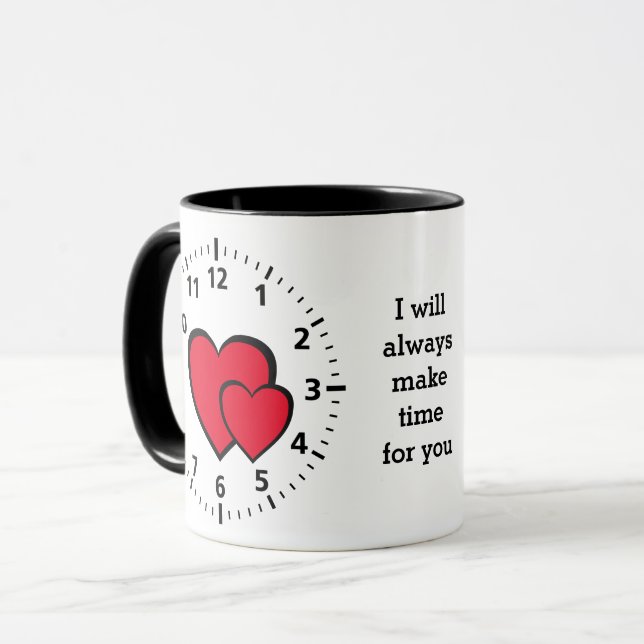 Red Hearts | ALWAYS MAKE TIME FOR YOU | Valentine Mug (Front Left)