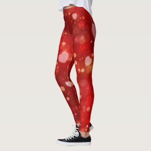 Red Hearts and Bokeh Leggings