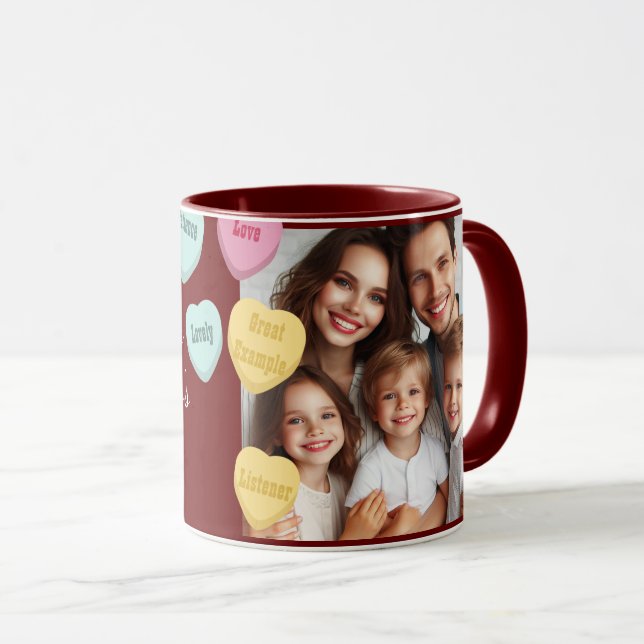 Red Hearts and Photo Message | Spanish Mothers Day Mug (Front Right)
