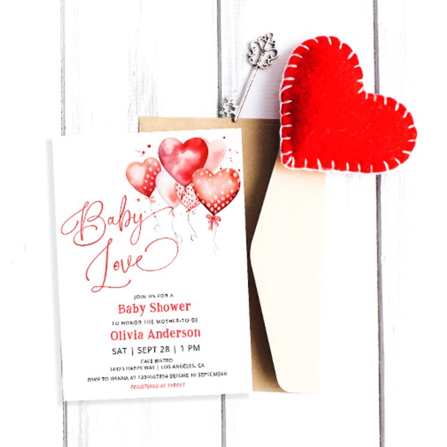 Red Hearts Baby Love Valentine's Baby Shower Invitation (Creator Uploaded)