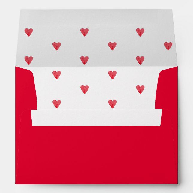 Red Hearts Baby Shower Return Envelope (Back (Bottom))