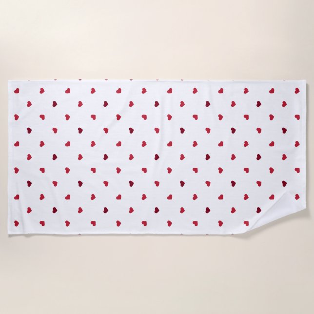 Red Hearts Beach Towel (Front)