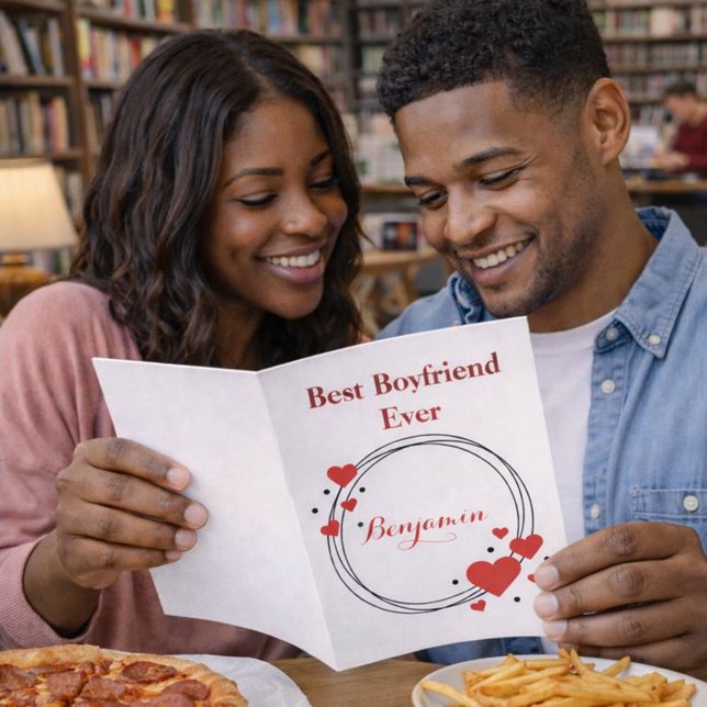 Red Hearts Best Boyfriend Ever Valentine's Day  Holiday Card (Creator Uploaded)