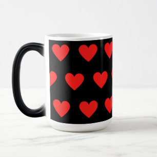 Red hearts black background simple  magic mug