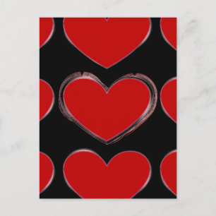 Red Hearts Black Pop Art Love Postcard
