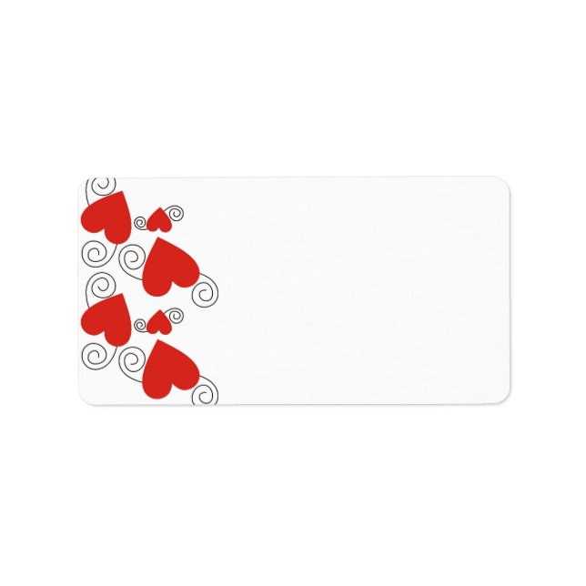 Red Hearts Blank Address Labels (Front)