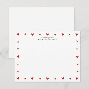 Red Hearts Border Valentines Note Card
