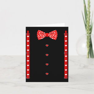 Red Hearts Bow Tie Suspenders Valentines Day Costu Card