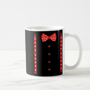Red Hearts Bow Tie Suspenders Valentines Day Costu Coffee Mug