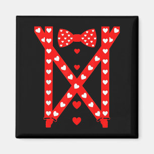 Red Hearts Bow Tie Suspenders Valentines Day Costu Magnet