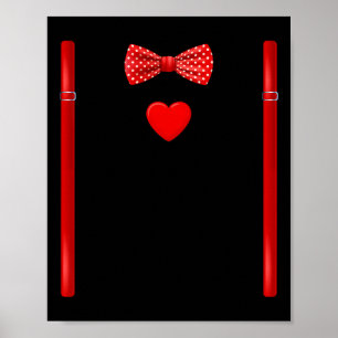 Red Hearts Bow Tie Suspenders Valentines Day Costu Poster