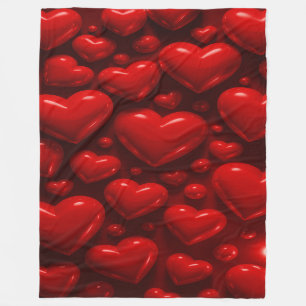 Red Hearts Bubble Pattern Fleece Blanket
