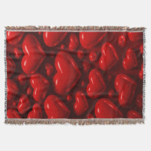 Red Hearts Bubble Pattern Throw Blanket