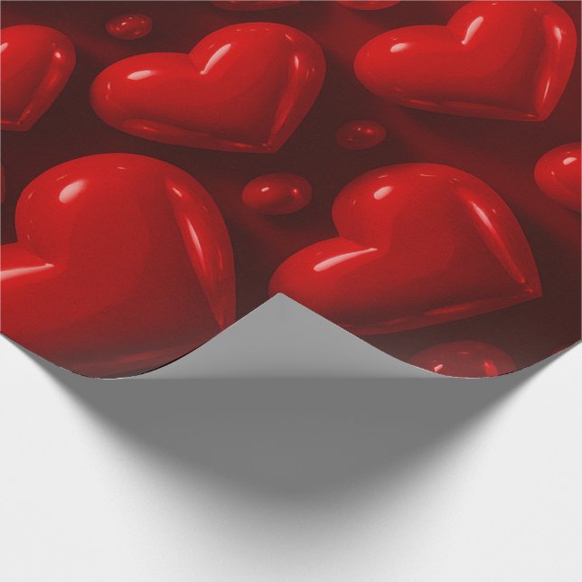 Red Hearts Bubble Pattern Wrapping Paper (Corner)