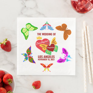Red Hearts, Butterflies Charming Napkin
