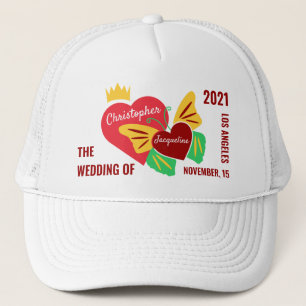 Red Hearts, Butterfly Funny Trucker Hat