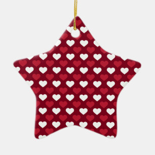 Red Hearts Ceramic Ornament