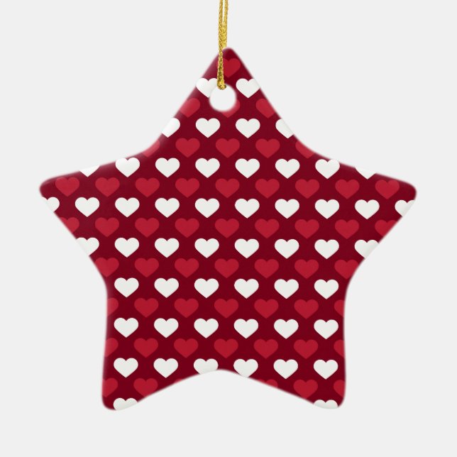 Red Hearts Ceramic Ornament (Front)