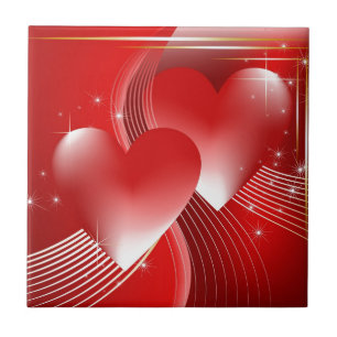 Red Hearts Ceramic Tile