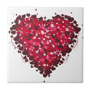 Red Hearts Ceramic Tile