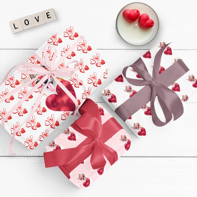 Red Hearts Chihuahua Dog Lover Valentines Gift Wrapping Paper Sheet (Creator Uploaded)