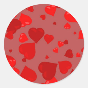 Red Hearts Classic Round Sticker