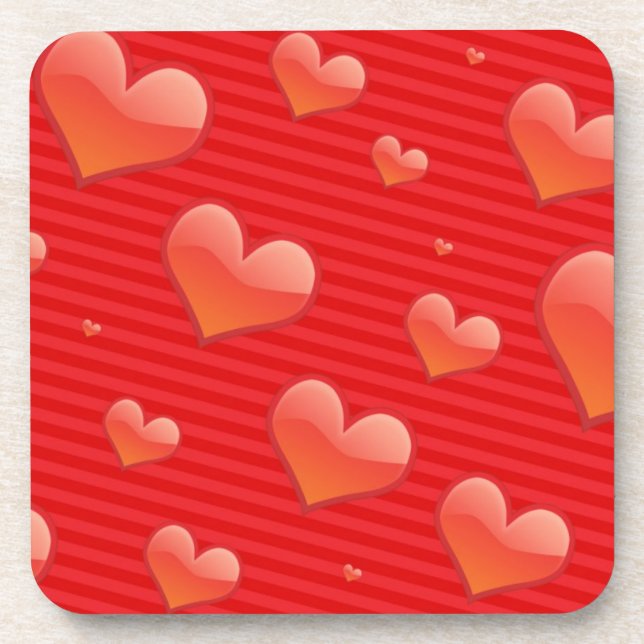 Red Hearts Cork Coasters (Front)