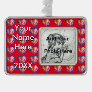 Red Hearts Custom Art Personalised Photo Ornament