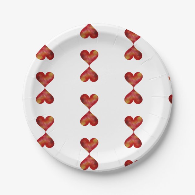 Red Hearts Custom Paper Plates 7 in (Front)