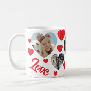 Red Hearts & Customisable Photos for Pet Lovers Coffee Mug