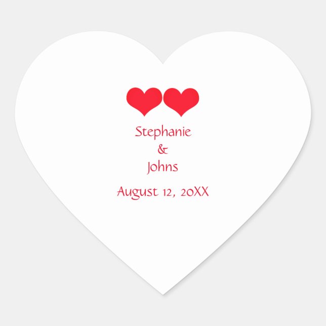 Red Hearts Cute Couple Wedding Romantic Engagement Heart Sticker (Front)