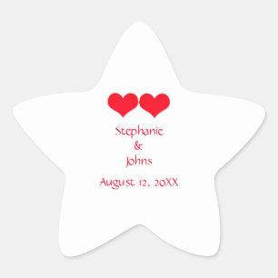 Red Hearts Cute Couple Wedding Romantic Engagement Star Sticker