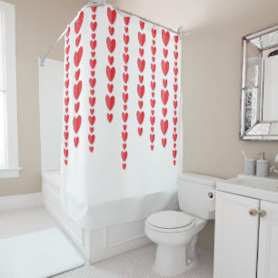 Red Hearts Cute Valentine's  Shower Curtain