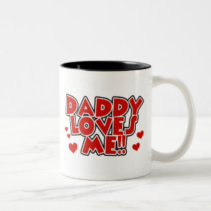 Red Hearts Daddy Loves Me Two-Tone Coffee Mug