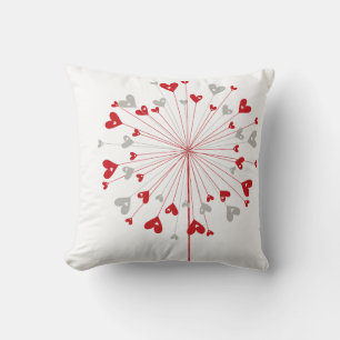 Red Hearts Dandelion Love Whimsical Cute Cushion