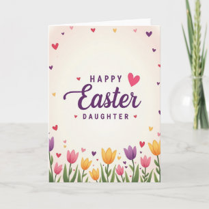 Red Hearts Daughter Easter Card