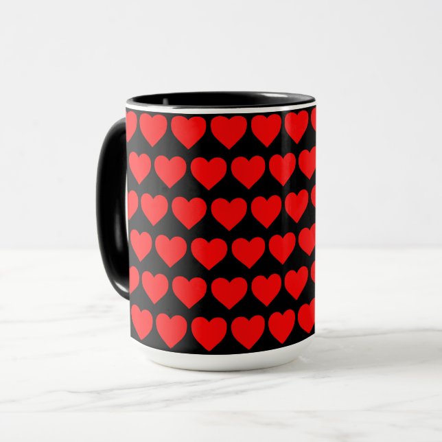Red Hearts design pattern valentine love Mug (Front Left)