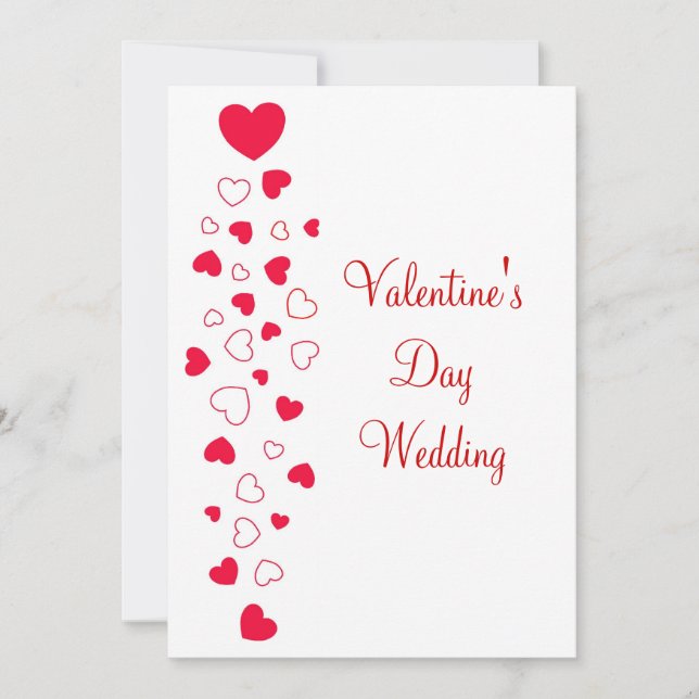 Red Hearts Design Valentines Day Wedding Invitation (Front)