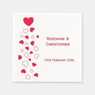 Red Hearts Design Valentines Day Wedding Napkin