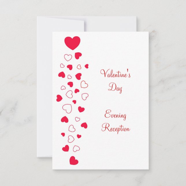 Red Hearts Design Valentines Day Wedding Reception Invitation (Front)