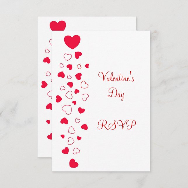 Red Hearts Design Valentines Day Wedding RSVP (Front/Back)