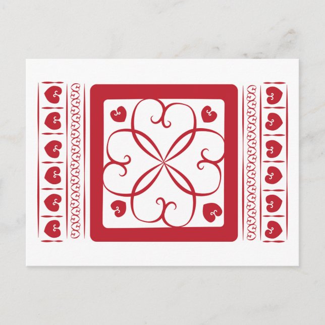 Red hearts everywhere postcard (Front)