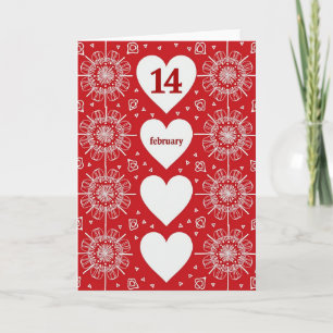 Red Hearts February 14 Card