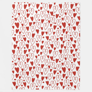 Red Hearts Fleece Blanket