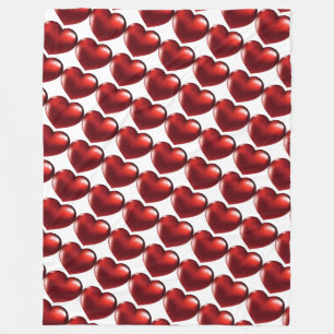 Red Hearts Fleece Blanket