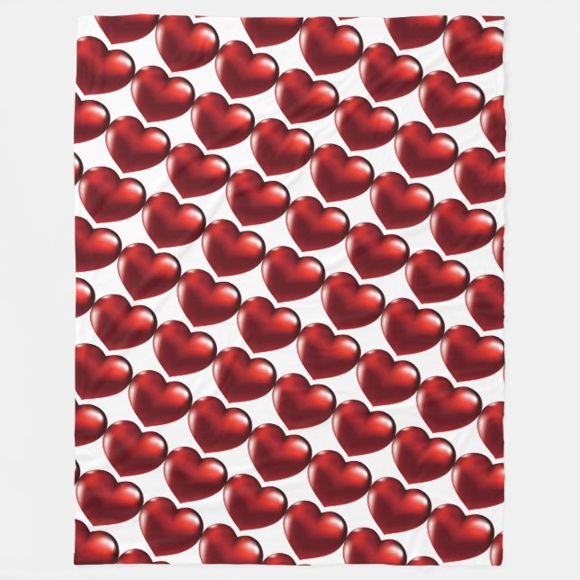 Red Hearts Fleece Blanket (Front)