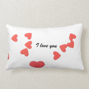 Red hearts for love on Valentine's Day I love you Lumbar Cushion