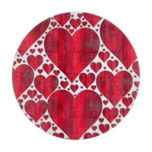 RED HEARTS FOR VALENTINE'S DAY CUTTING BOARD